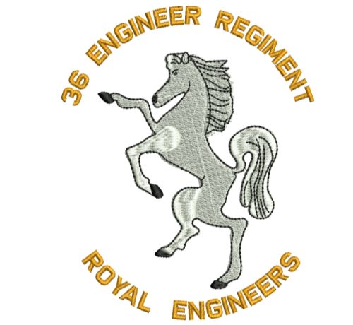 36 Engr Regt Embroidered T-shirt SMALL BLACK